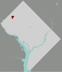 Map of Washington, D.C., with Tenleytown highlighted in red