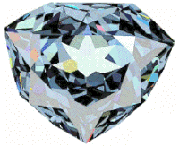 Computer reconstruction of the "French Blue" diamond, as cut by Jean Pitau for King Louis XIV of France in 1673 (ca. 31 mm × 25 mm (1.22 in × 0.98 in)).