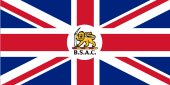 A Union Jack, emblazoned in the centre with an emblem depicting a lion holding an elephant tusk above the letters "BSAC"