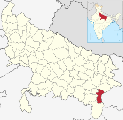 Location of Chandauli district in Uttar Pradesh