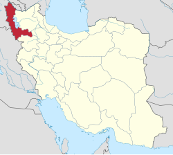 Location of West Azerbaijan province within Iran