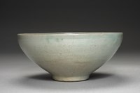 lighter glazed tea cup Goryeo celadon, incised parrot