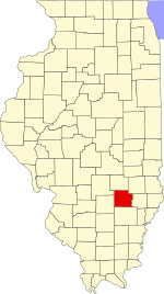 Map of Illinois highlighting Clay County