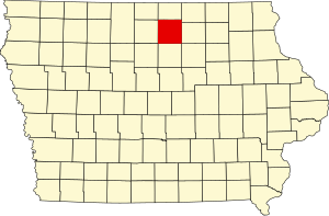 Map of Iowa highlighting Cerro Gordo County