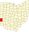 State map highlighting Preble County