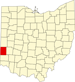 Map of Ohio highlighting Preble County