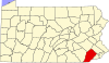 State map highlighting Chester County
