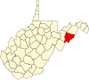 State map highlighting Hardy County