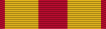 Red ribbon with two broad dark yellow stripes