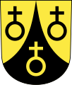 Three globi crucigeri in the coat of arms of Maschwanden in Switzerland