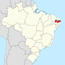 Location of State of Paraíba in Brazil