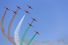 Surya Kiran Aerobatics Team of Indian Air Force performing on the Republic day