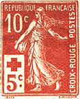 La Semeuse (the sower) on a French postage stamp of 1918