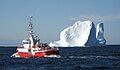 August 20, 2007: The police boat Sisak IV passes by the iceberg.