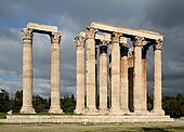 The ruins of the Temple of Olympian Zeus from Athens