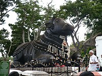 The decorated Nandi statue