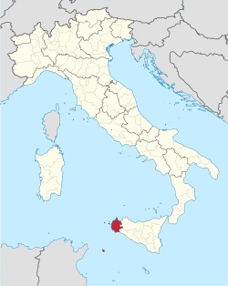 Map highlighting the location of the province of Trapani in Italy