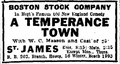 Advertisement for Boston Stock Company production of Charles H. Hoyt's A Temperance Town, 1922