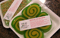 Bánh da lợn green leaf cake with durian flavor