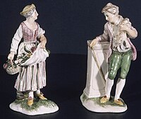 Pair of figurines, faience, 1770s