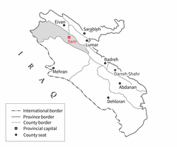 Location of Ilam in Ilam province
