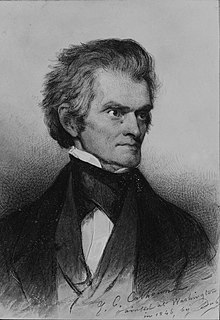 A black and white drawing of John C. Calhoun