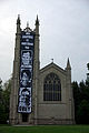 A light-hearted, three-story tiled poster that students mounted on the Chapel in 2008.[166]