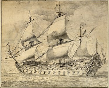 Drawing by Puget of the warship Royal Louis, showing his sculptural decoration on the stern