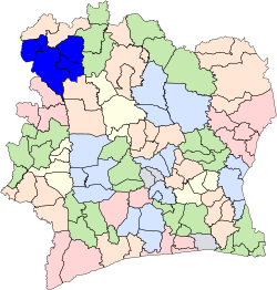 Location of Kabadougou Region (dark blue) in Ivory Coast