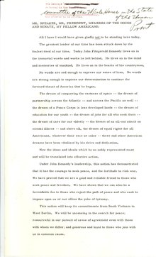 Manuscript of the speech in the National Archives and Records Administration
