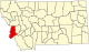 State map highlighting Ravalli County