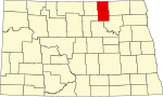 State map highlighting Towner County