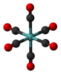 Ball and stick model of molybdenum hexacarbonyl