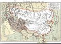 Map from 1911 depicting the Mongol Empire (1300 - 1405). Azerbaijan is indicated as being the region below the Aras River.