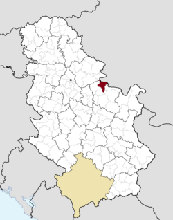 Location of the municipality of Veliko Gradište within Serbia