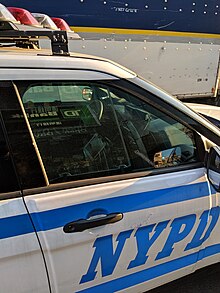 NYPD vehicle with tablet computer visible