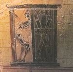 12. Stadttor von Troja, Holztor mit überstehenden oberen und unteren Ohren, Françoisvase, 570 vor Christus.