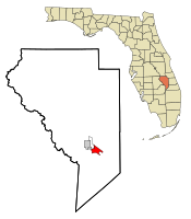 Location in Okeechobee County and the state of Florida