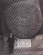 Photograph from 1910 of the sun stone with (then president) Porfirio Díaz