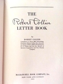 The first page of the first edition of the Robert Collier Letter Book, published by the McGraw-Hill Book Company in 1931.