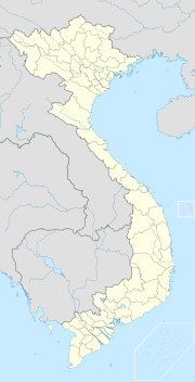 Map of Vietnam, showing its location in the Southeast Asian region. Two red dots mark the locations of Vung Tau and Saigon: the former is the location Sydney sailed to on transport voyages, the latter was the original destination, and is included for reference