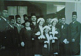 al-Sayed Bey Abaza (far right) with the royal sisters of Farouk of Egypt