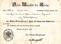 Certificate of award with 3rd Class with Crown and Swords (1918)