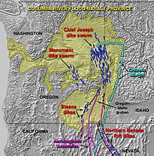 Map showing the extent of the Columbia River Basalt Province, a volcanic geologic province of the inland Pacific Northwest