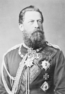 Frederick, then Crown Prince, with a thick long beard and moustache and wearing military uniform