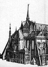 The Romanesque chevet of the cathedral, seen in 1671