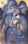 Tower of Blue Horses; by Franz Marc; 1912; ink and guache on card; 14.3 x 9.4 cm; Bavarian State Painting Collections (Munich, Germany)[250]