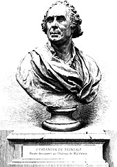 Etching of a bust of Giacomo Casanova, dated to 1883.