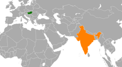 Map indicating locations of Hungary and India