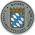 Zulassungsplakette der Landeshaupt­stadt München mit dem bayerischen Staatswappen bis 2014